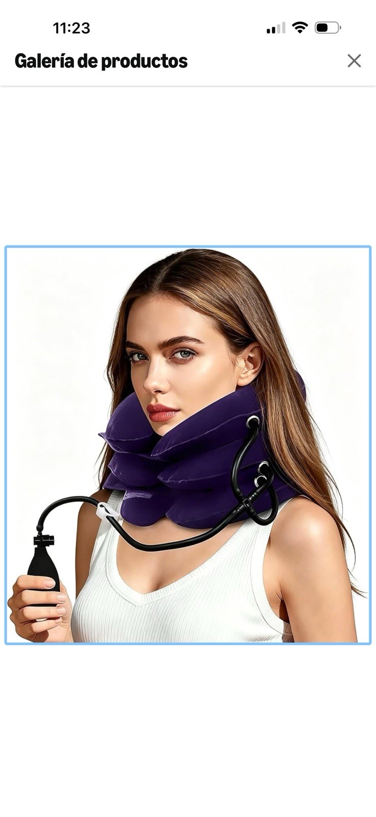 Inflatable Adjustable Neck Traction Cervical Support Collar w/ Hand Pump Purple
