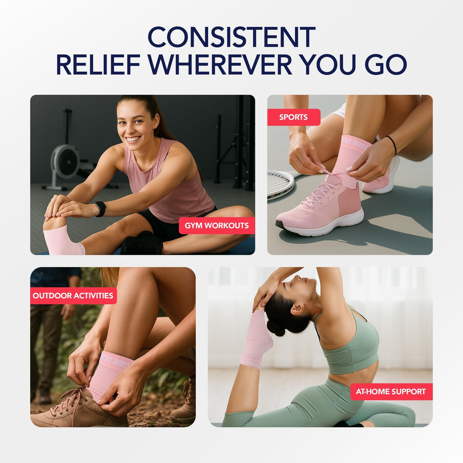 Dr. Arthritis Foot & Ankle Brace Socks for Sprained XX-Large, Pink