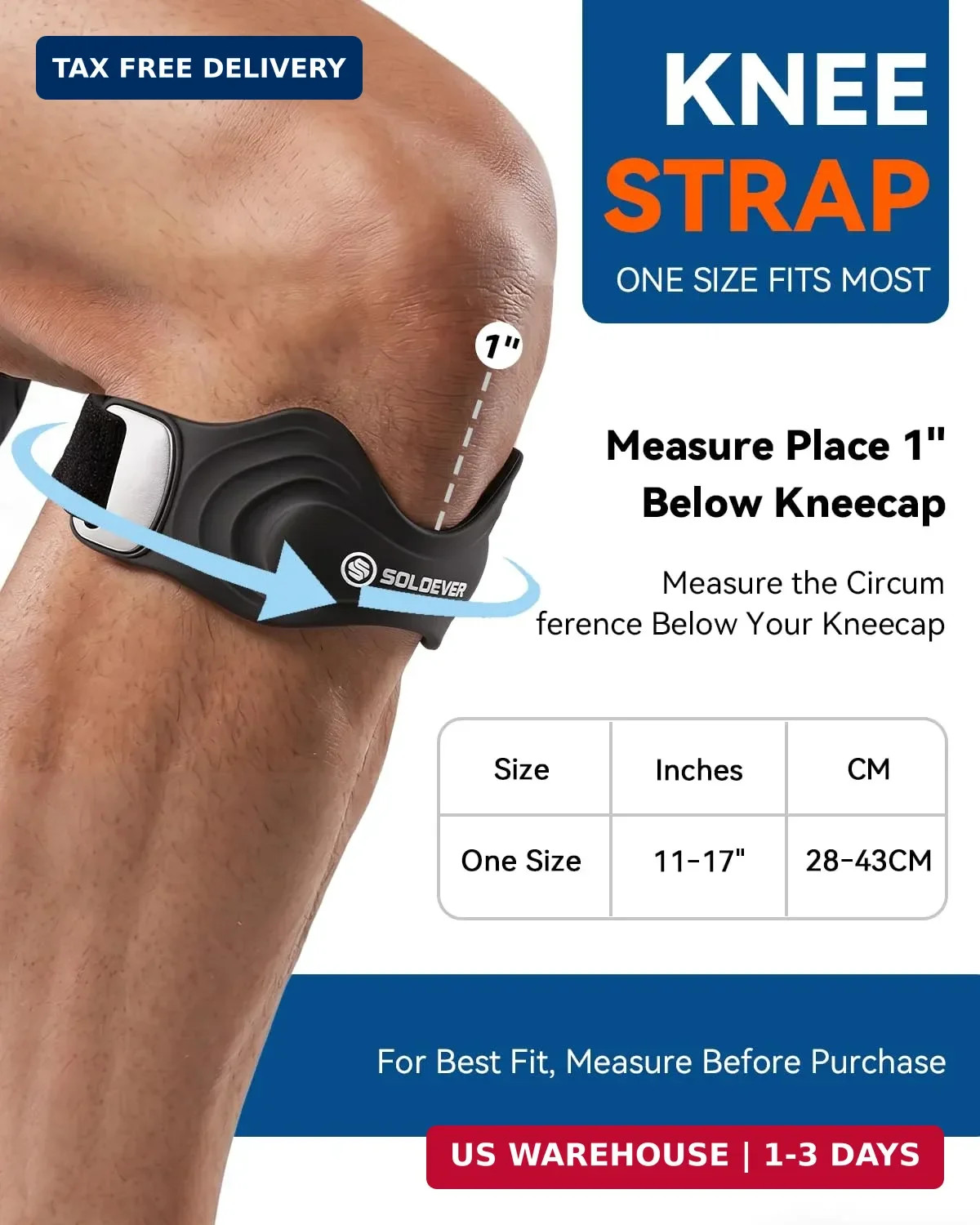 Patellar Tendon Support Strap, Patella Band for Running, Basketball, Hiking, Vol
