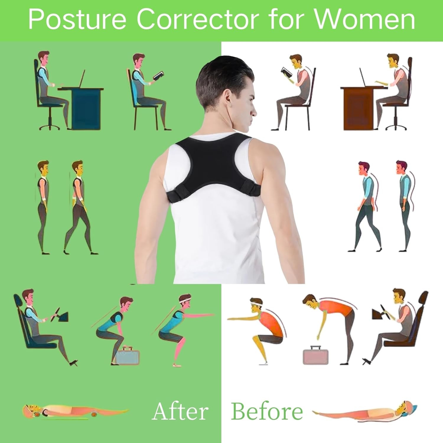 Posture Corrector for Men Women Back Shoulder Support Brace Adjustable