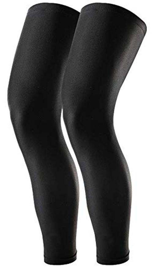 Compression Leg Sleeves – Full Leg Sleeves for Men, Women & Youth X-Large Black