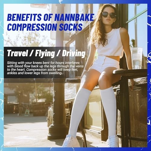 3 Pairs Compression Socks for Women & Men 15 Small-Medium 02 White/White/White