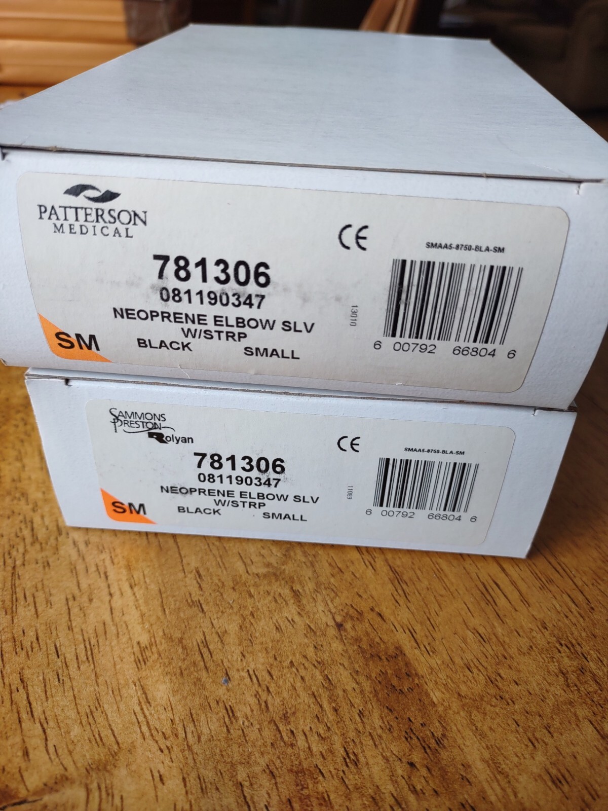 (2) Sammons Preston Rolyan neoprene elbow SLV W/STRP small