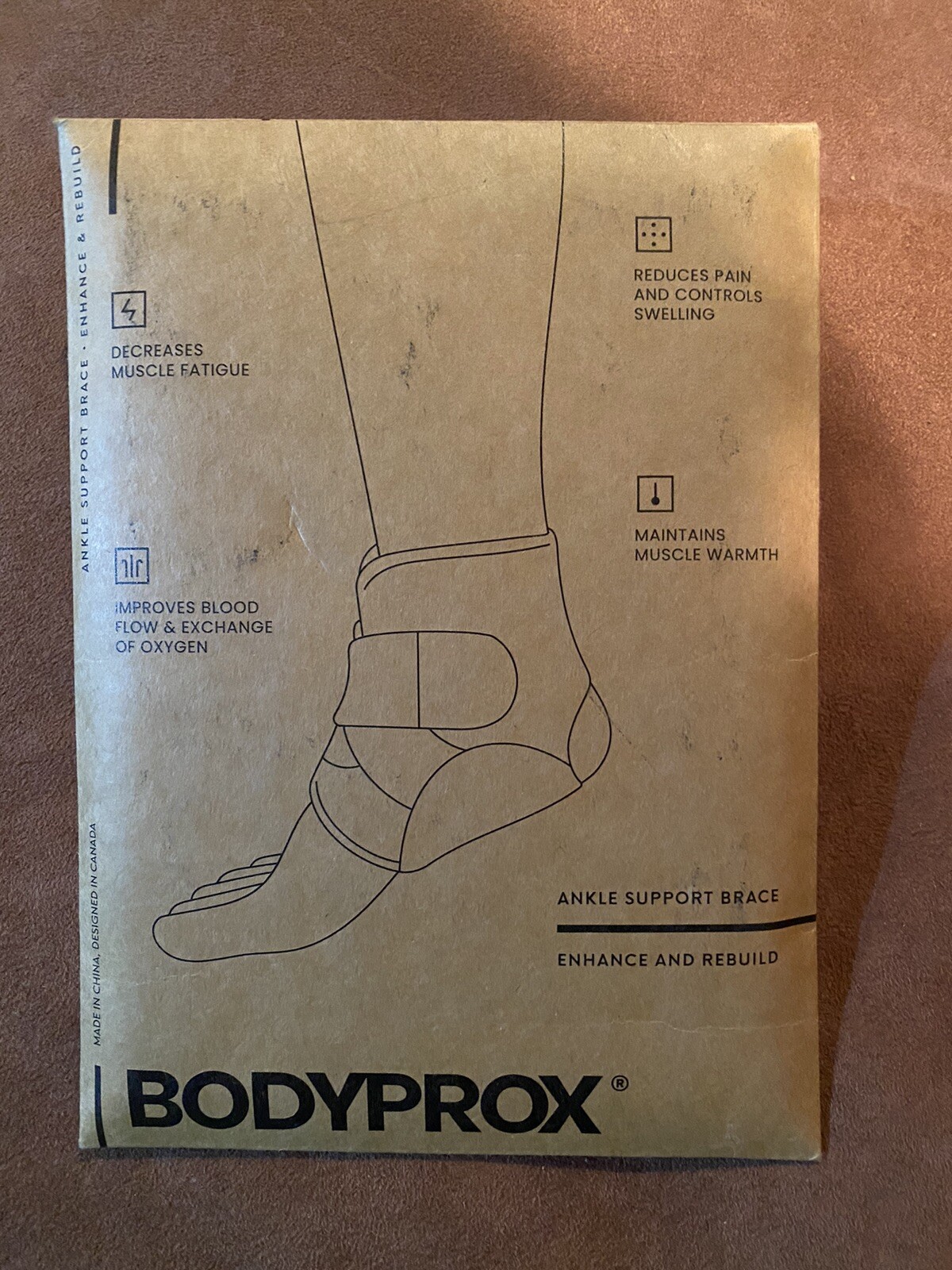 Bodyprox Ankle Support Brace ~Breathable Neoprene Sleeve, Adjustable Wrap BLACK