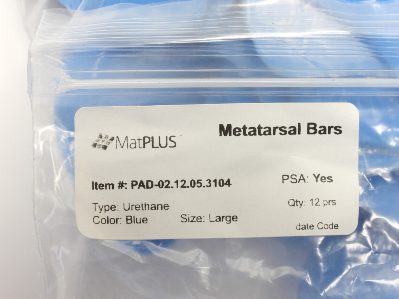 Matatarsal Bars Urethane Blue Size Large (2-Pair) PPT w/ Adhesive PAD-02.12.05.3