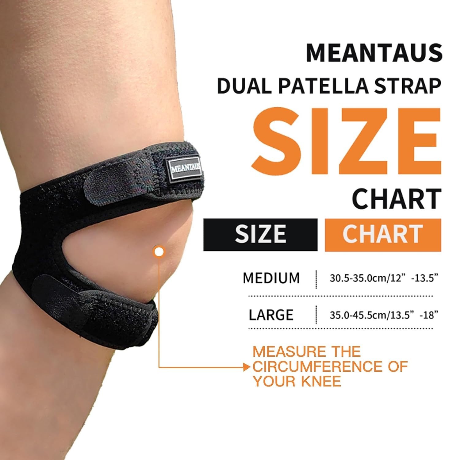 Dual Patella Knee Strap 2-Pack Adjustable Open Patella Brace Black Size L