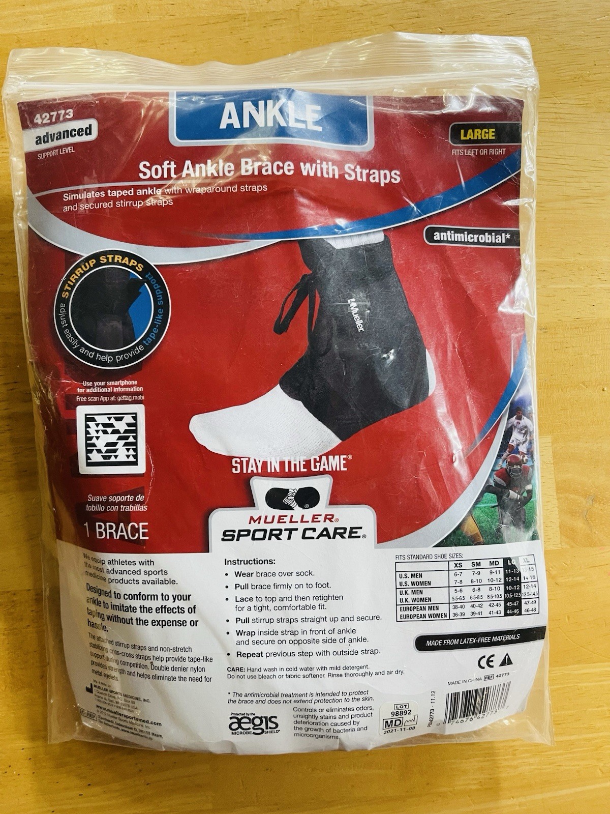 NIP! Mueller Soft Ankle Brace with Straps Size Large -Fits Left or Right Foot