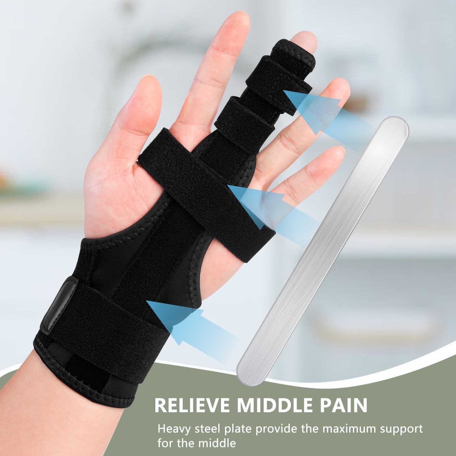 Finger Splint for Middle Finger, Trigger Finger Splint Wrist Support Brace, S…