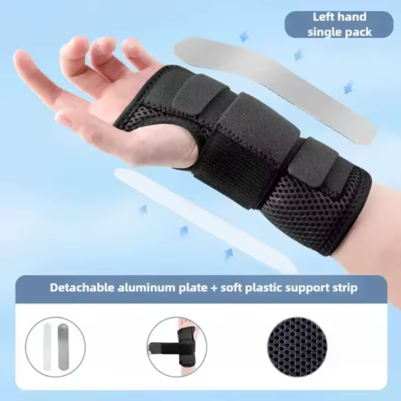 Wrist Brace Carpal Tunnel Adjustable Support w/ Metal Splint Night Sleep Stabile