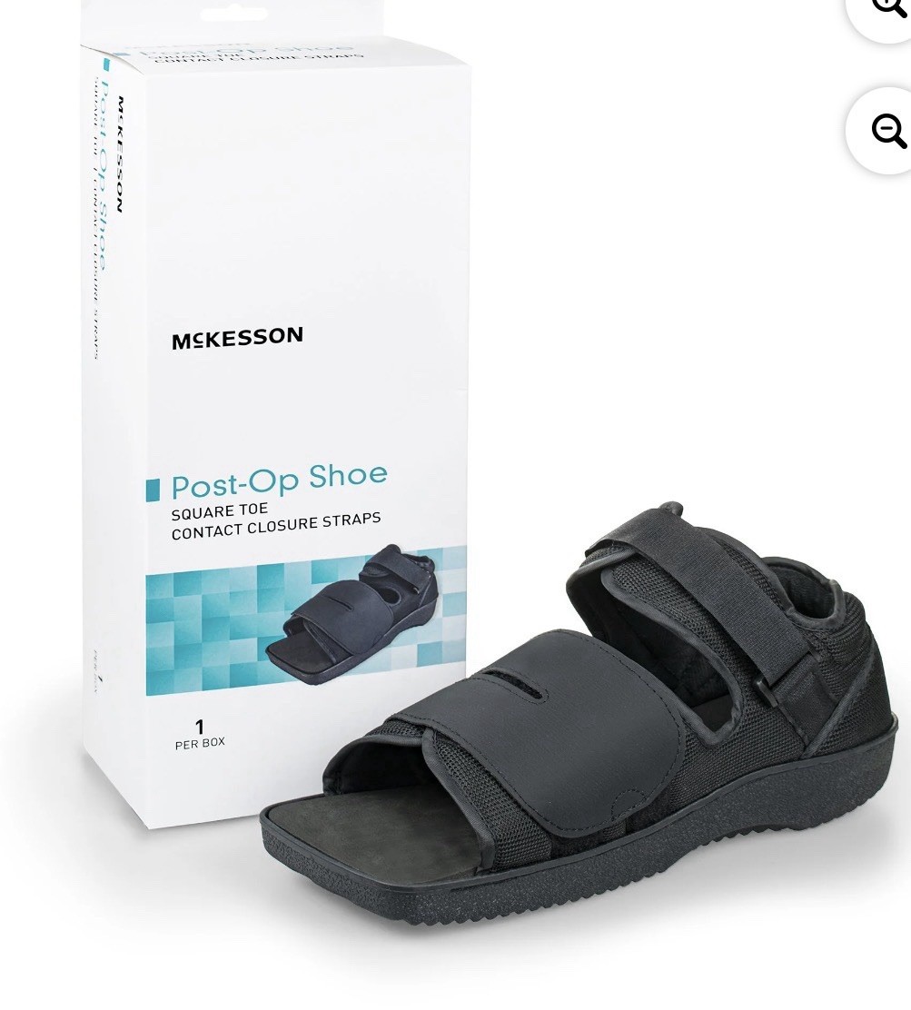 McKesson Black Post-Op Shoe Medium Contact Closure Straps 155-79-81235 Unisex
