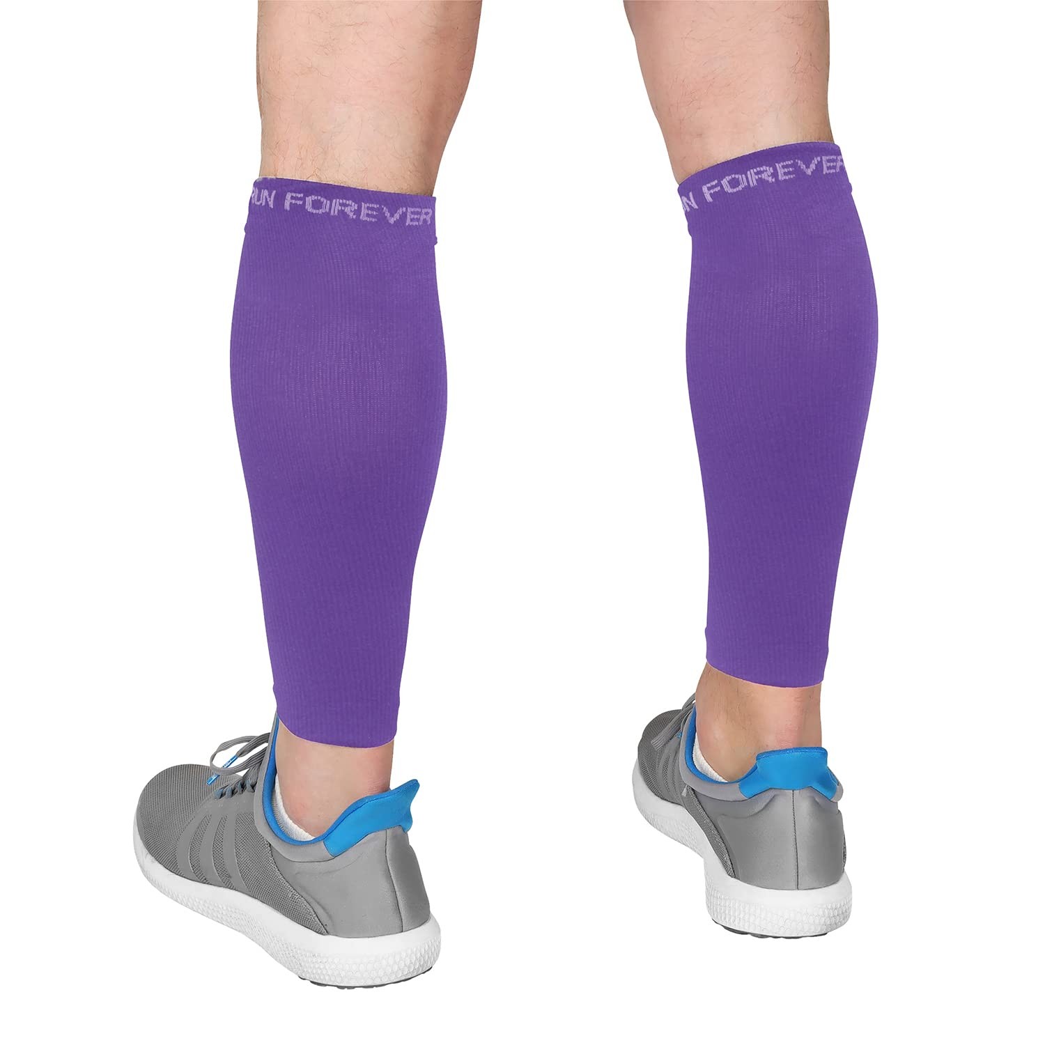Run Forever Calf Compression Sleeve for Men & Women, 20-30mmHg Large, Purple
