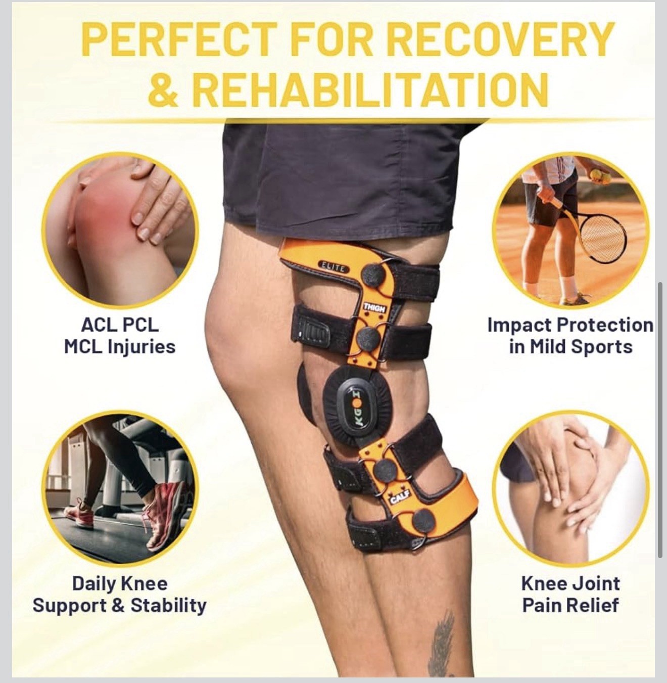 KGOI ELITE Orthopedic Knee Support Brace – Size 13 – Orange