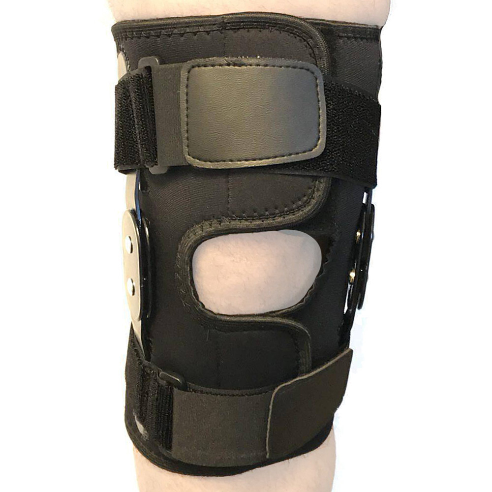 Hinged Knee Brace Adjustable Wraparound Open Patella Support Neoprene (Large)