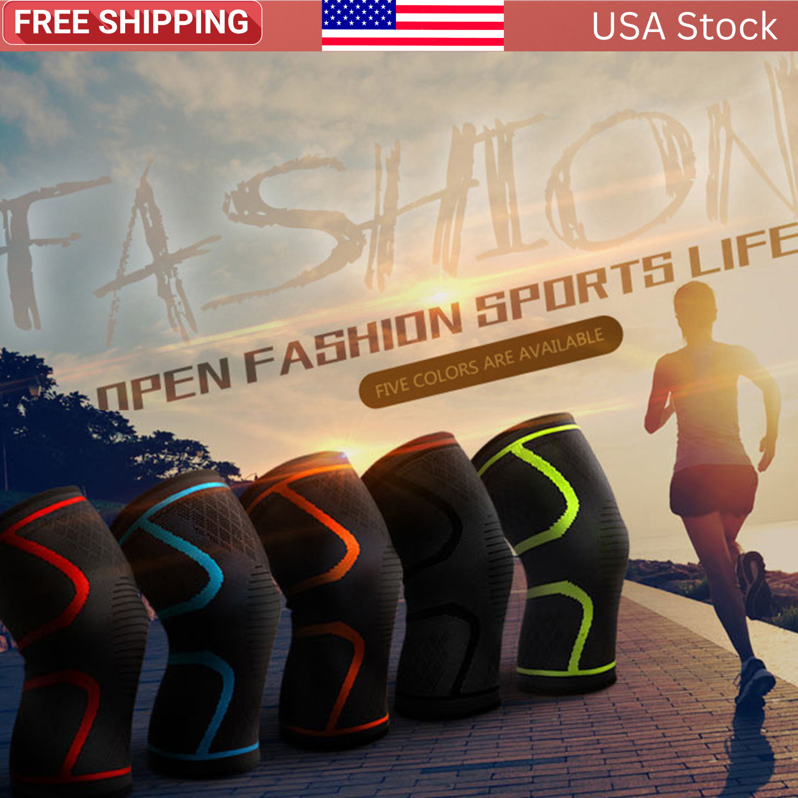 2 Pack Knee Compression Sleeves Brace Support for Men Women Arthritis Running