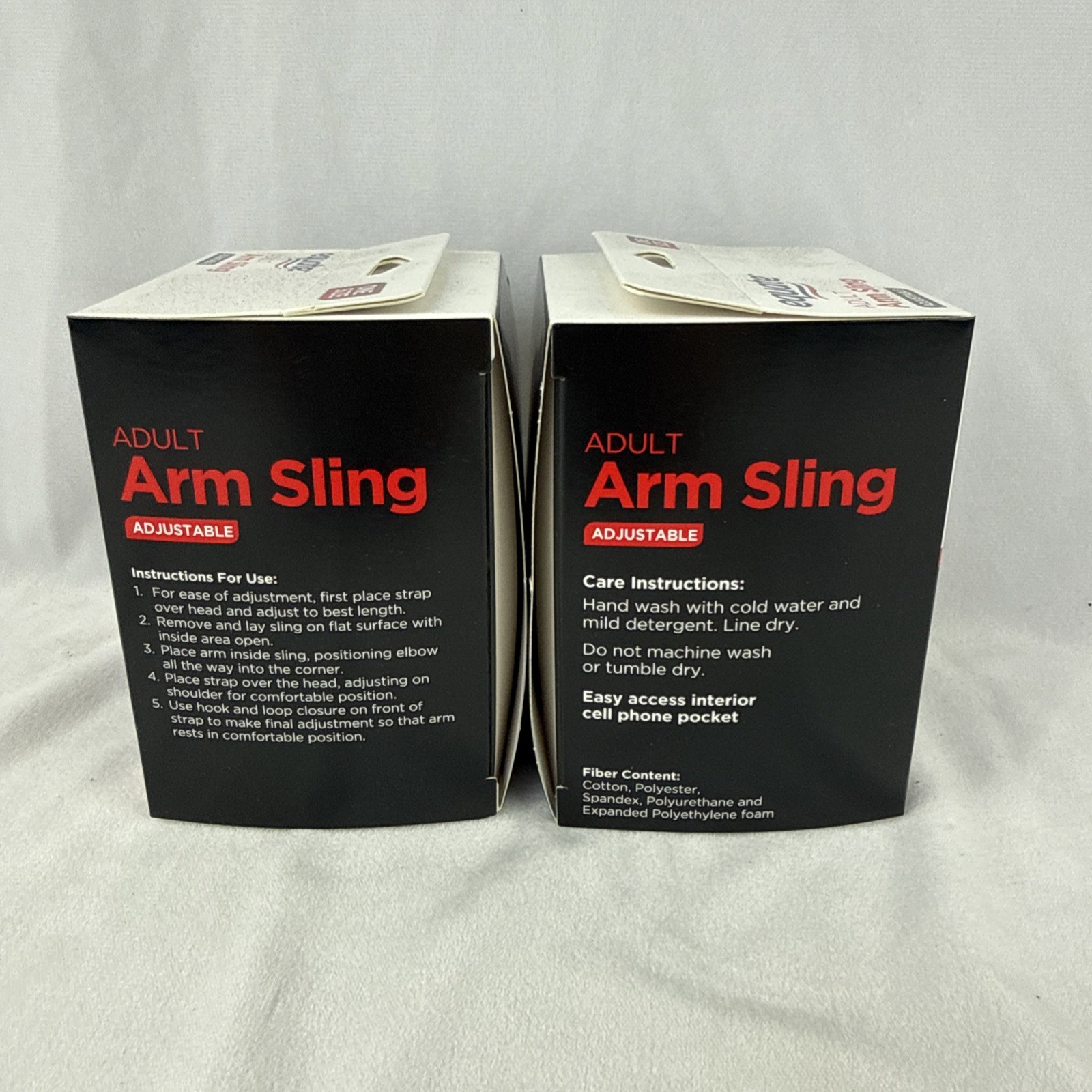 2 Pack Equate Lightweight Adult Adjustable Arm Sling One Size Black