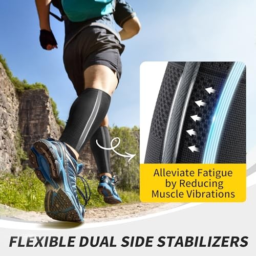 Calf Compression Sleeves with Side Stabilizers for Men & Women XX-Large Black
