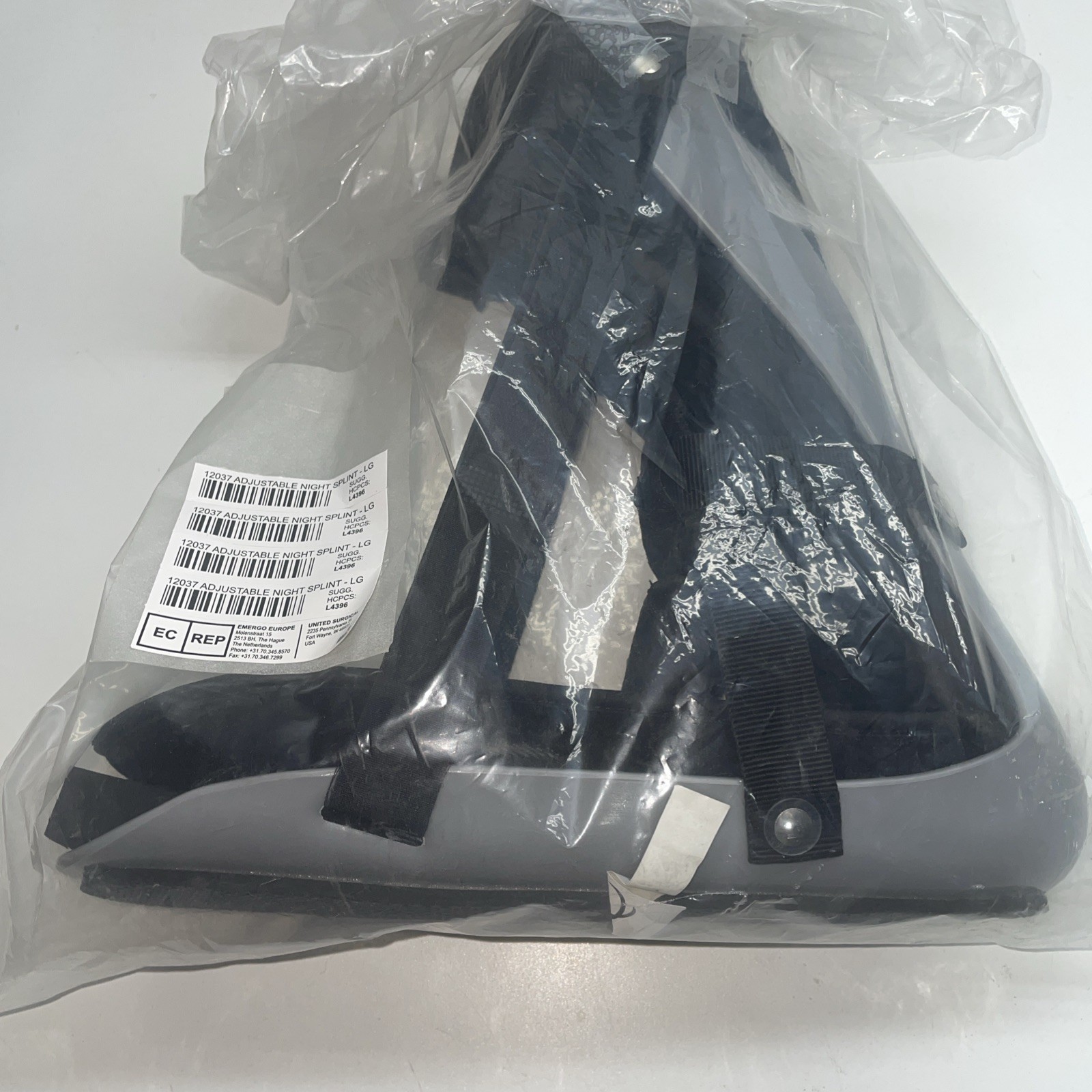 United Ortho Plantar Fasciitis Adjustable Night Splint large ￼Black Padded A/26