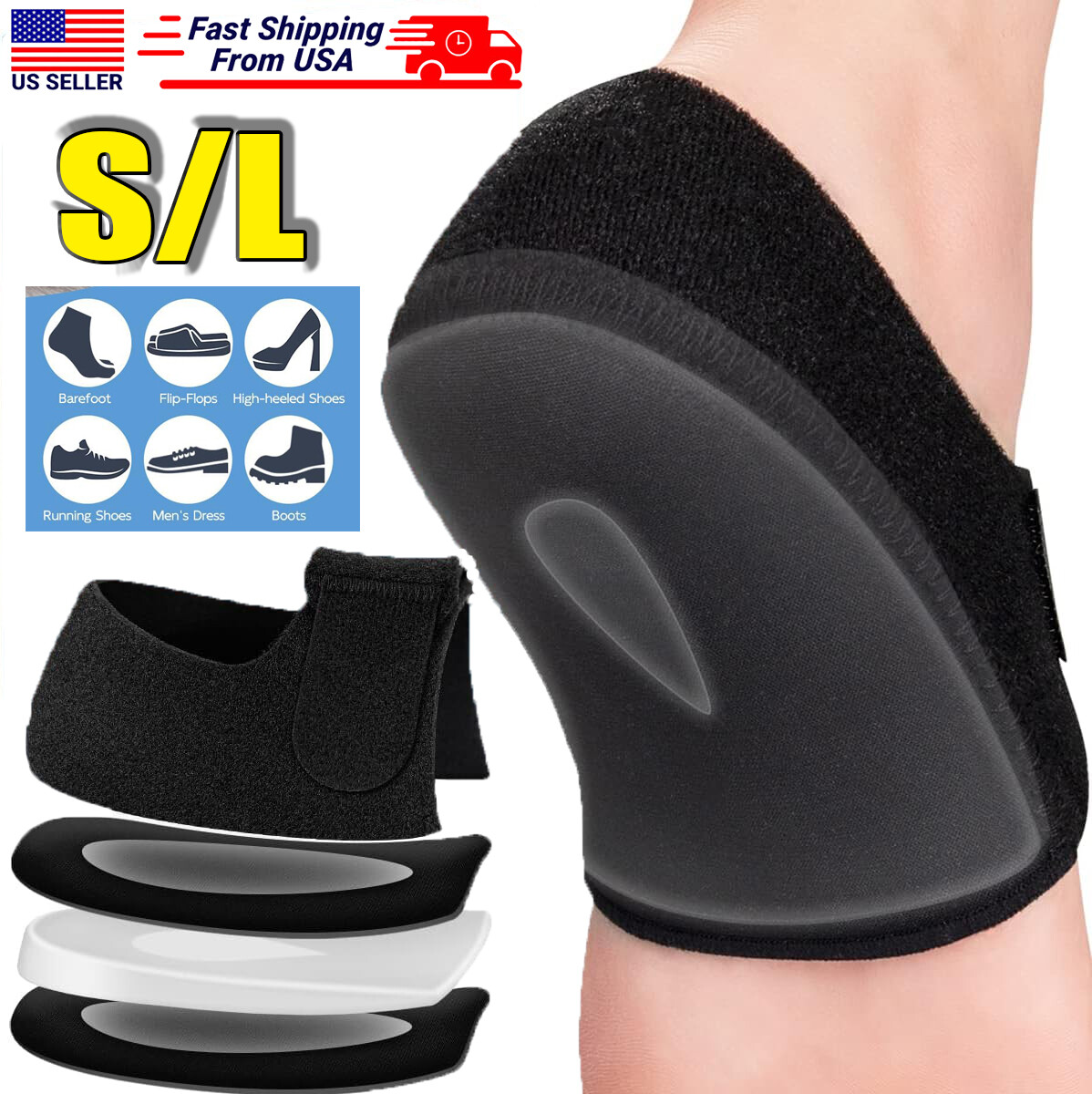 Plantar Fasciitis Relief Heel Cups for Foot Pain Relief Elastic Gel Pads Gifts