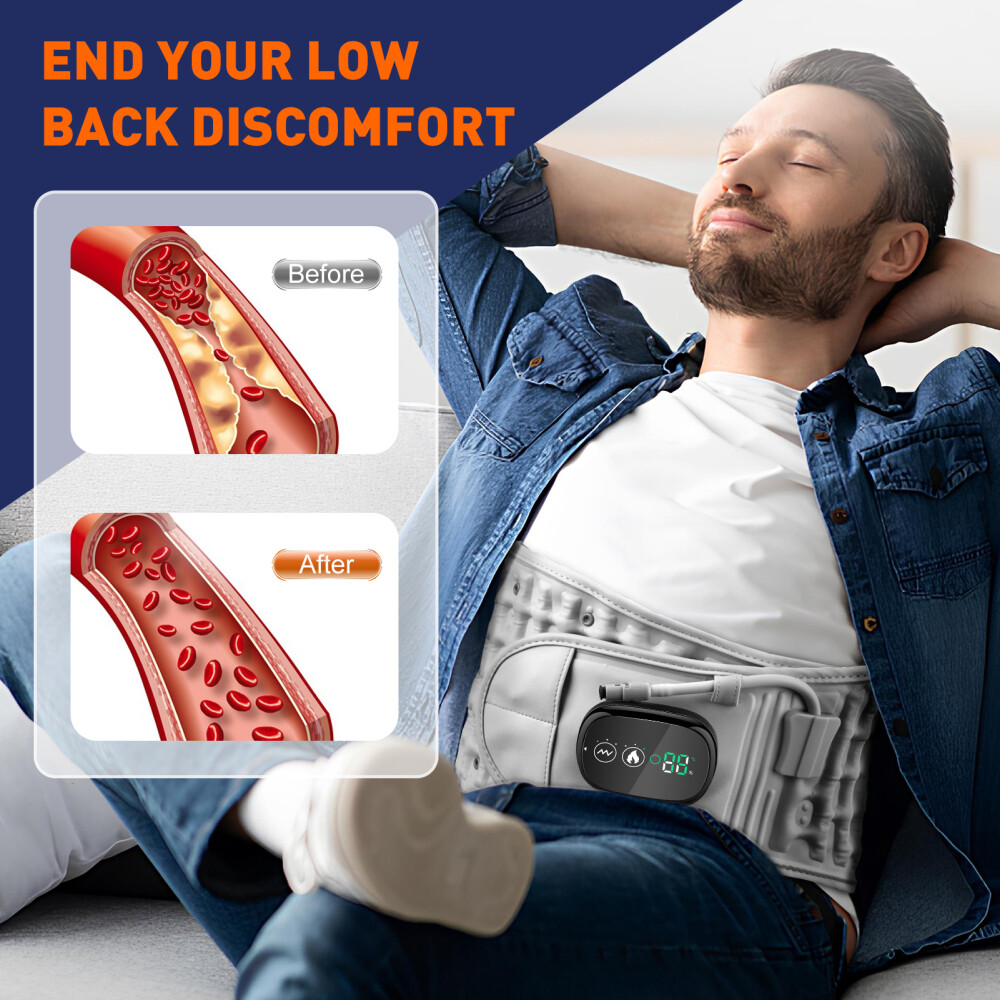 Inflatable Decompression Back Belt with Red Light Heating and Vibration Massager