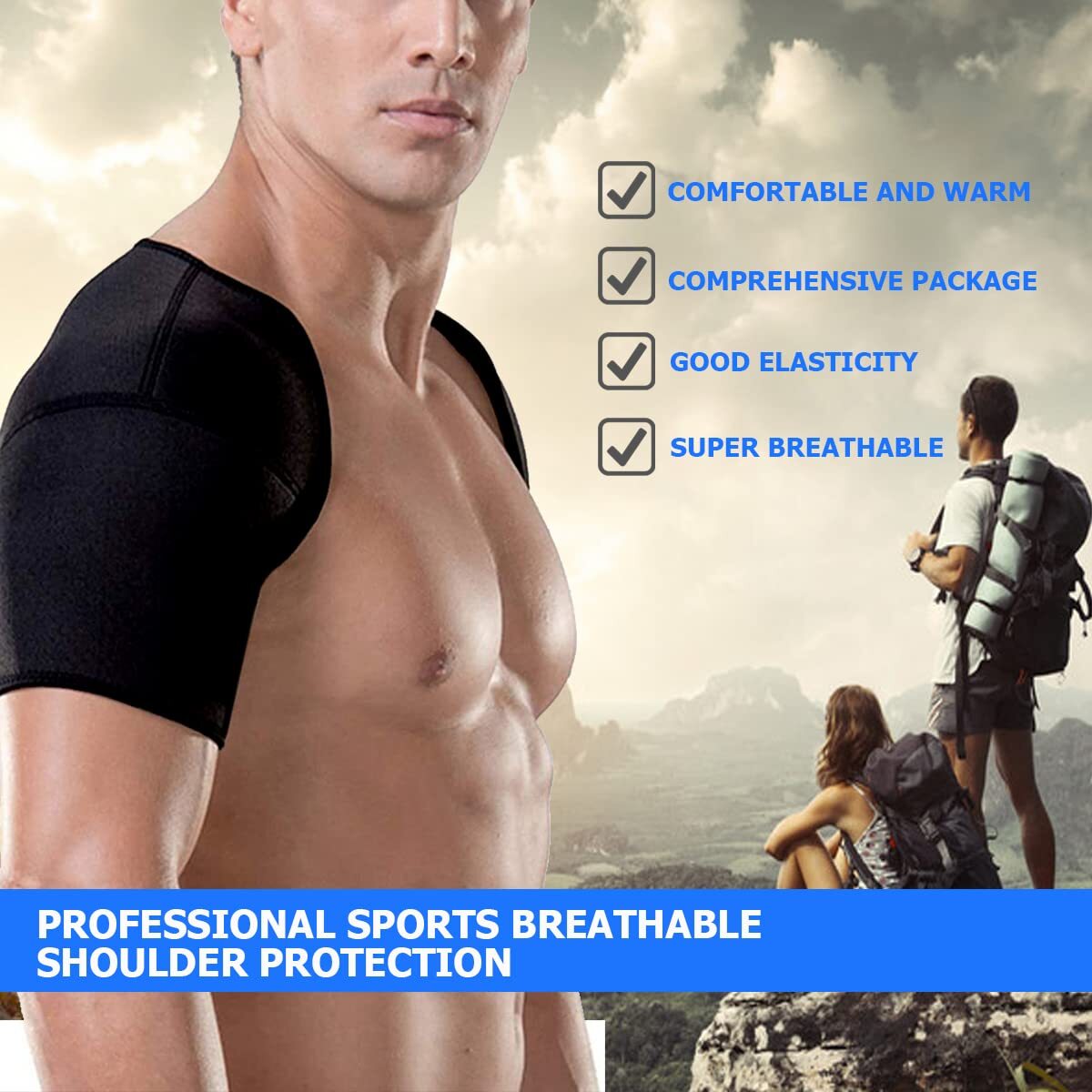 FERCAISH Double Shoulder Brace Warm Support Protector Strap Large