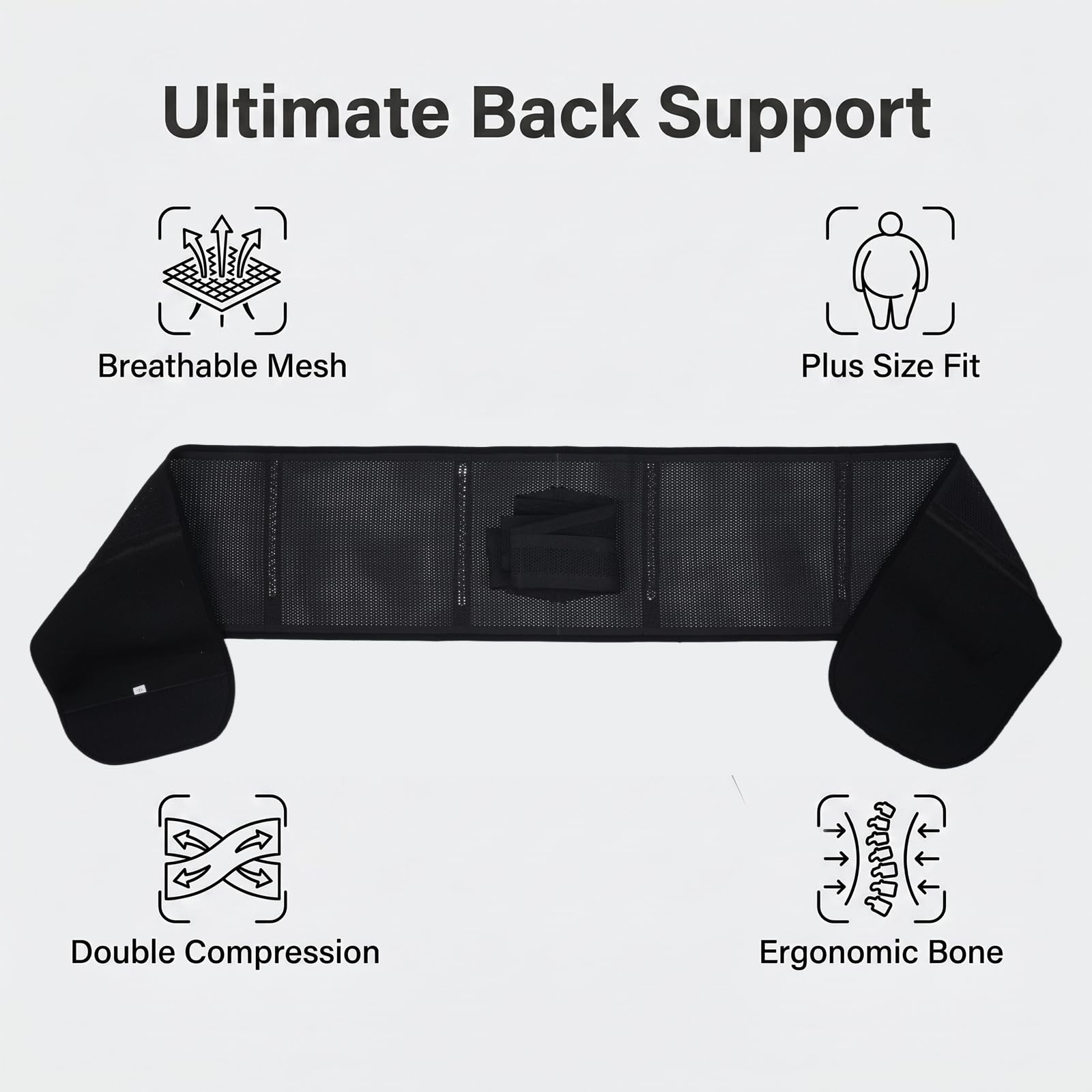 FAMJOALE Plus Size Back Brace for Lower Pain Relief, XXX-Large, Black