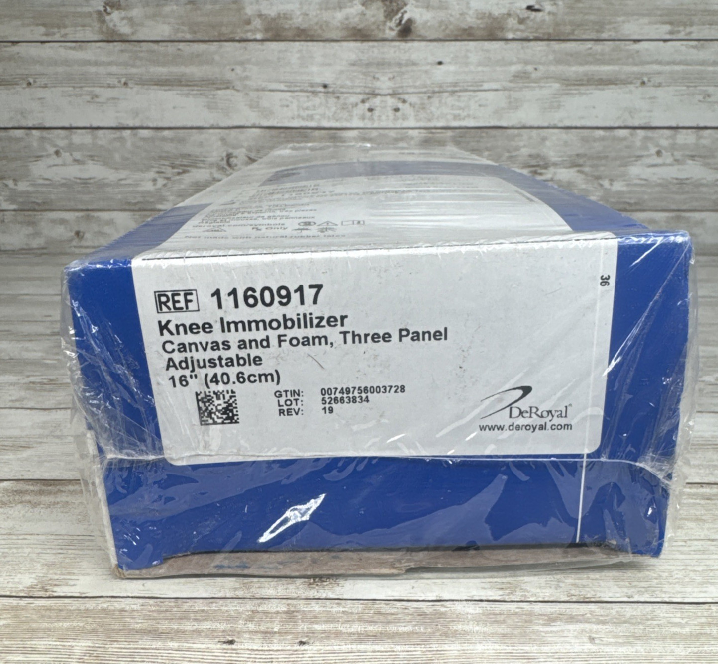 DELUXE CANVAS & FOAM TRI PANEL 16″ KNEE IMMOBILIZER *BRAND NEW* DEROYAL