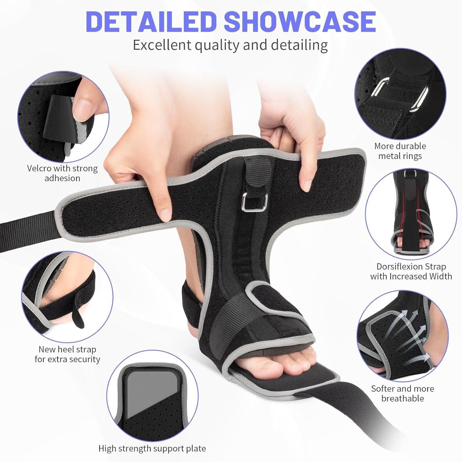 Foot & Ankle Brace Support Toe Pain Plantar Fasciitis Night Splint Adjustable