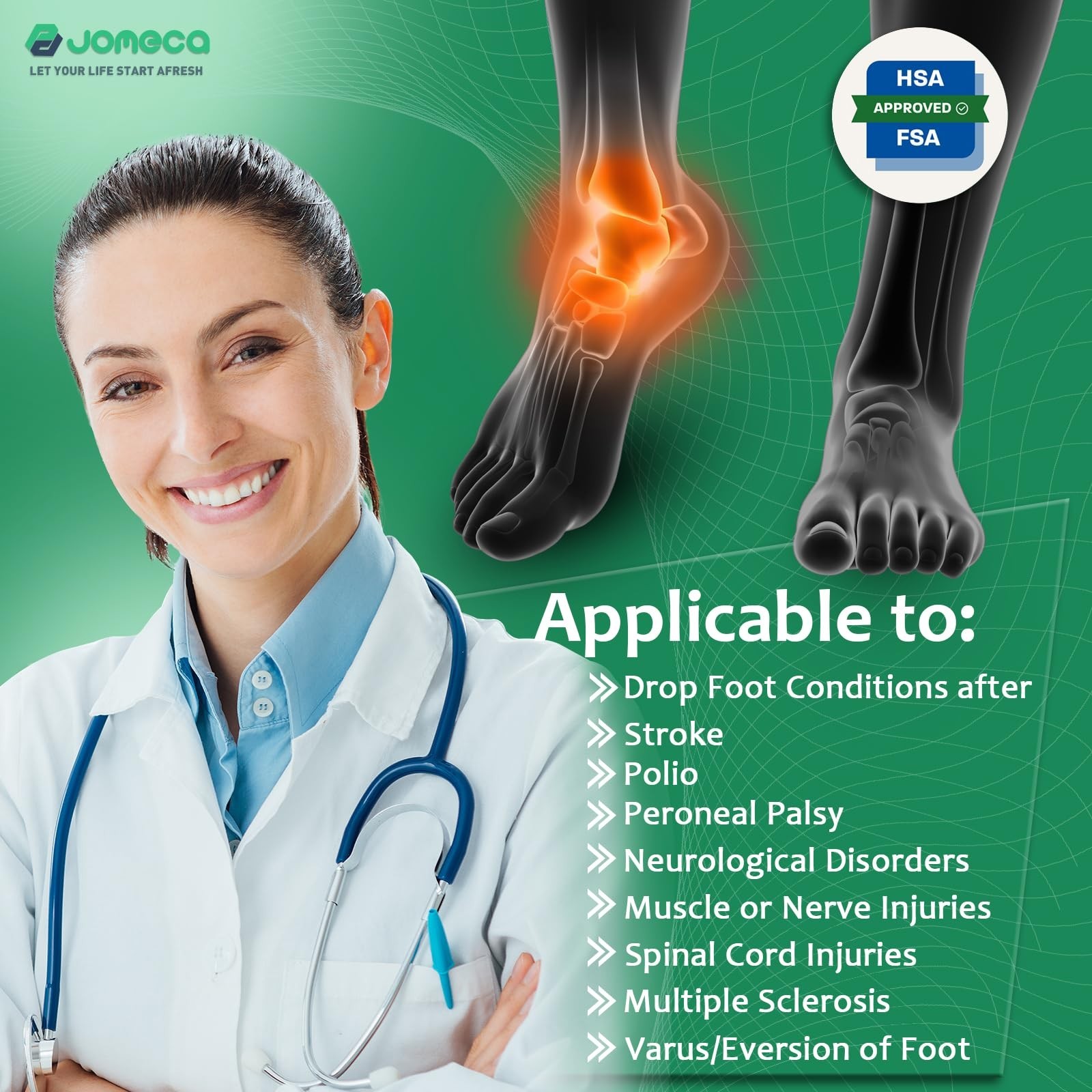 Adjustable Drop Foot Brace with Rotary Knob – AFO Ankle Foot Orthosis for Dor…