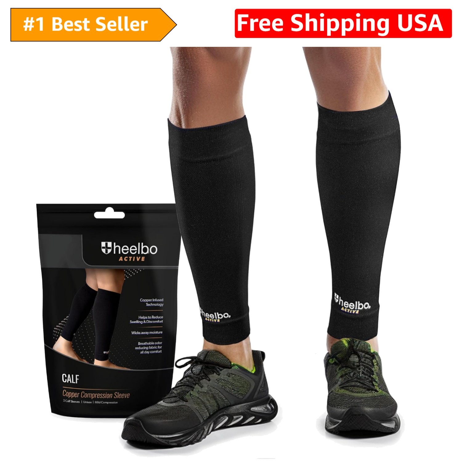 Luxurious Black Copper Infused Calf Sleeves – Muscle Recovery & Odor Protection