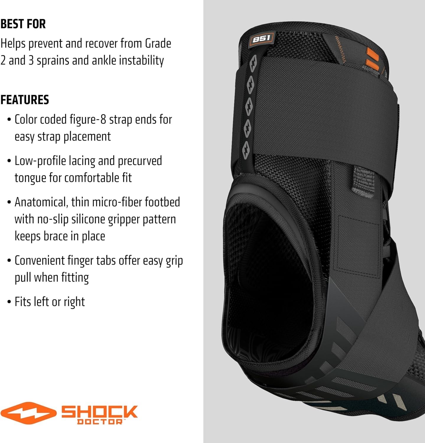 Shock Doctor Ultra Wrap Lace Ankle Brace Adult Medium Black Adjustable Support