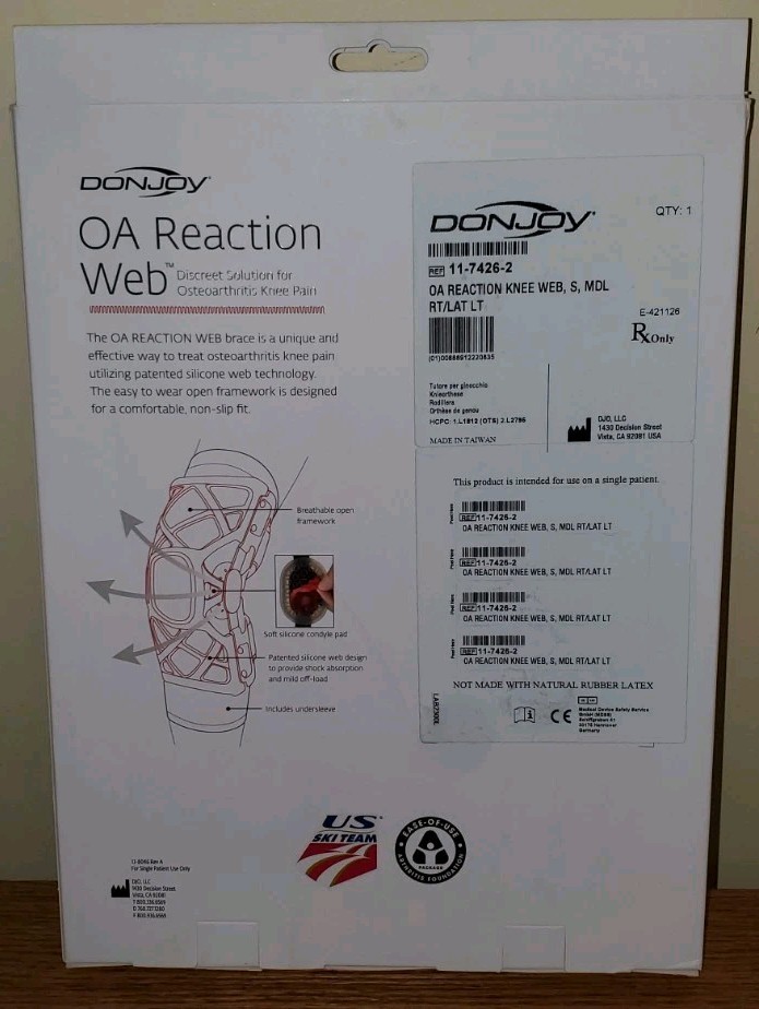 DonJoy OA Reaction Web Knee Brace Size Small-Medial Right/Lateral Left 11-7426-2