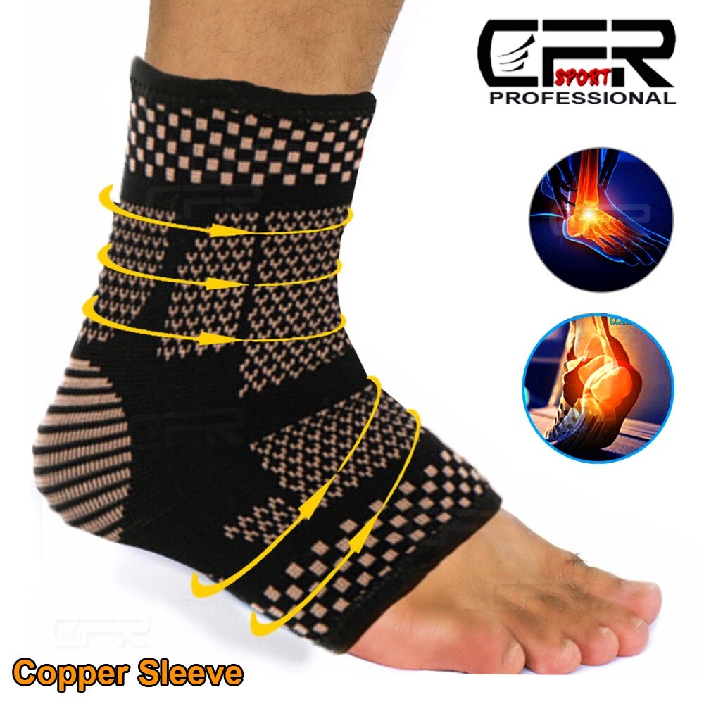 Copper Ankle Support Brace Plantar Fasciitis Compression Foot Joint Pain Sleeves