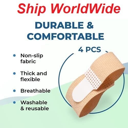 Broken Toe Wraps Hammer Toe Separator Splints Cushioned Bandages 4 pk Natra Cure