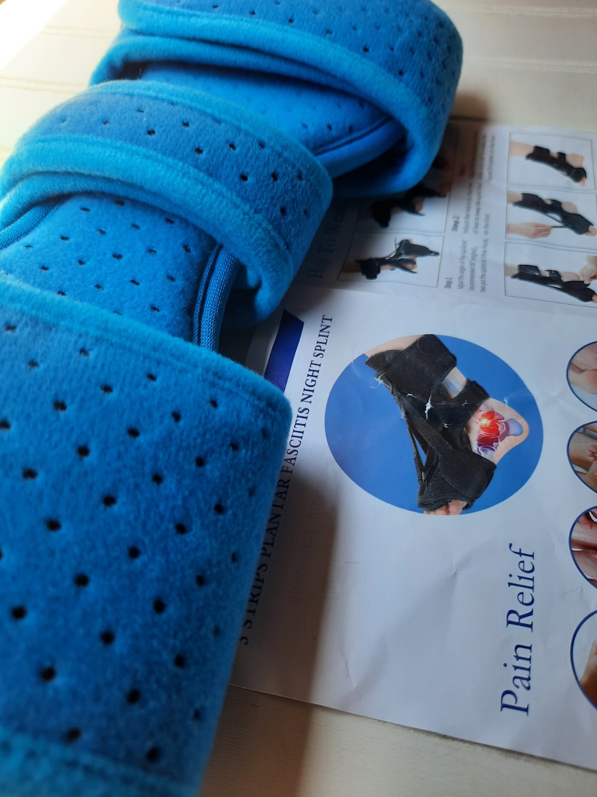 ANSUSIC Plantar Fasciitis Night Splint BLUE Unisex 3 Adjustable Straps NWOT