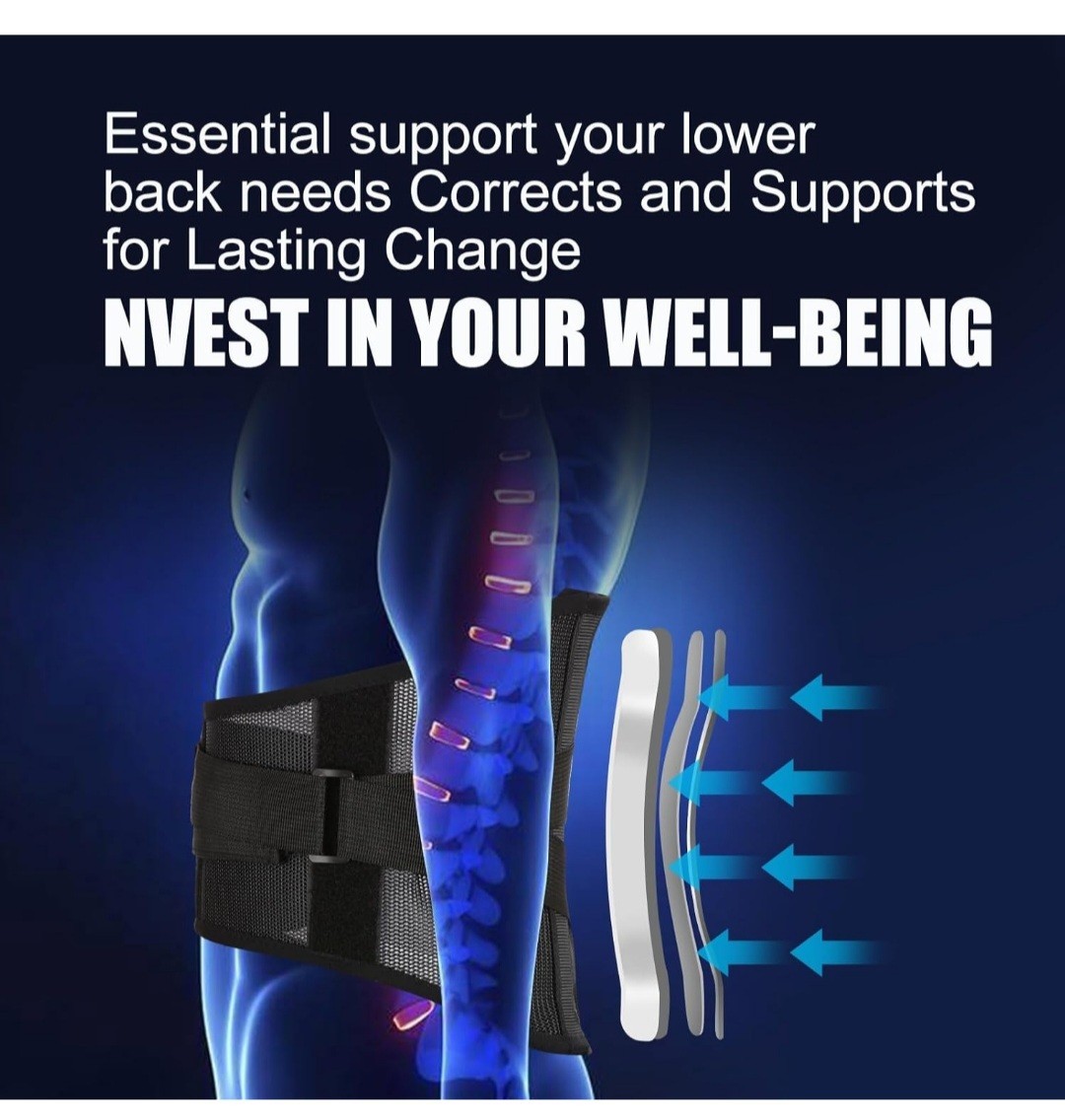 Lower Back Brace Lumbar Support Adj XL Waist Belt for Men and Women