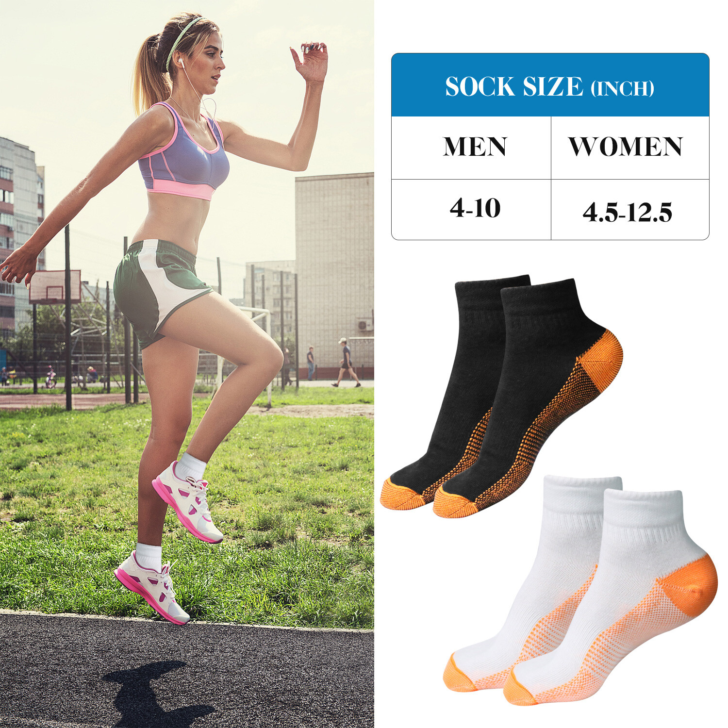 1-3Pair Compression Socks Women Men Arch Support Plantar Fasciitis Running Ankle