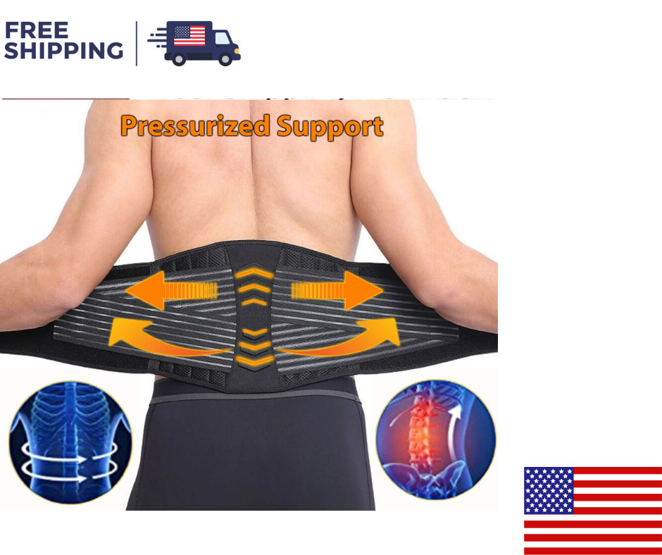 Lower Back Support Brace Lumbar Waist Belt Double Pull Breathable Belt XL