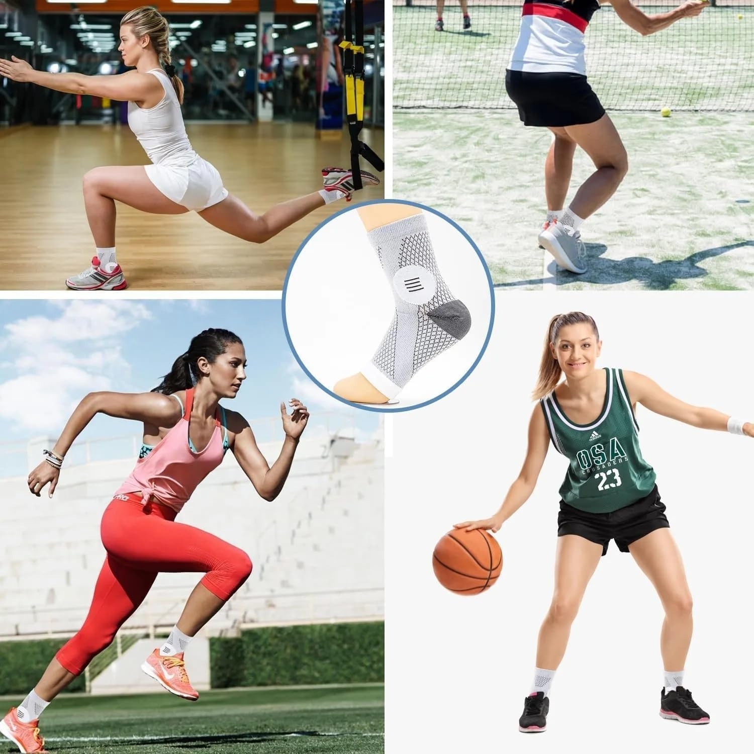 Ankle Brace for Women & Men,4 Pairs Ultra Breathable Plantar Fasciitis Socks,Ank