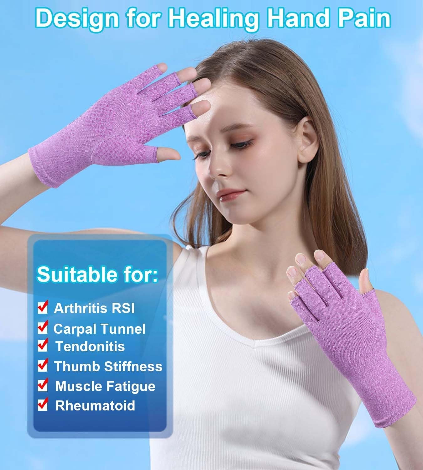 4 Pair Compression Gloves for Carpal Tunnel Pain Fingerless Arthritis Hand Glove