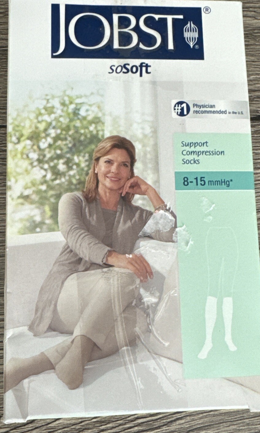 JOBST Womens Large Black soSoft Ribbed Knee High CT 8-15 mmHg 120248-02
