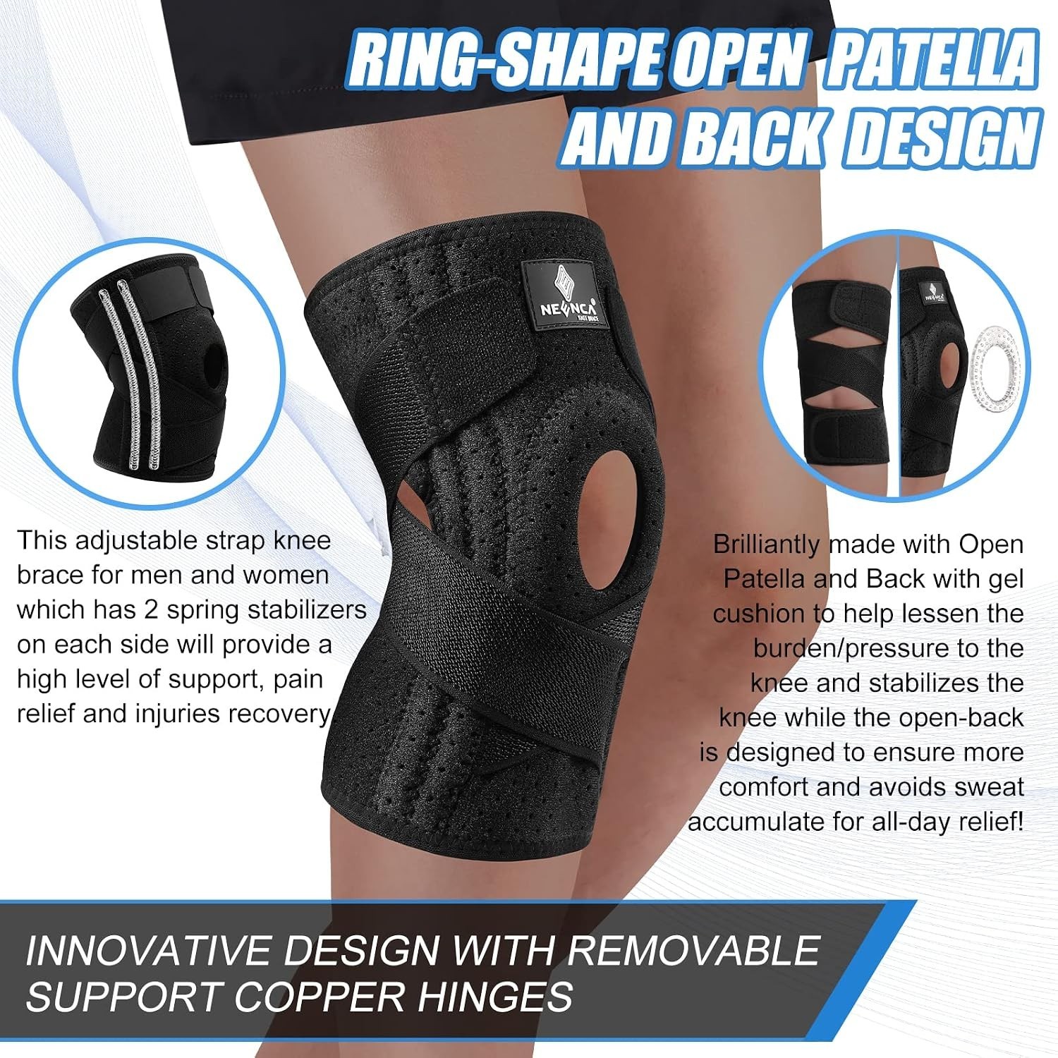 Comfortable Knee Wrap with Side Spring Stabilizers