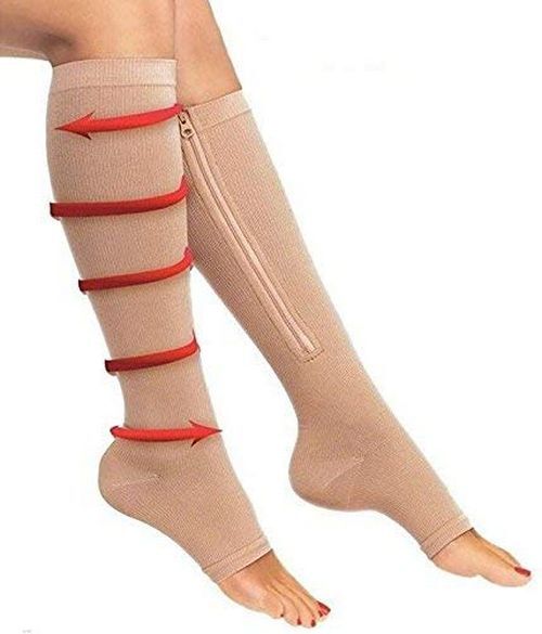 Zipper Compression Socks – Open Toe Thin Anti-Fatigue Stretchy High Sock Unisex