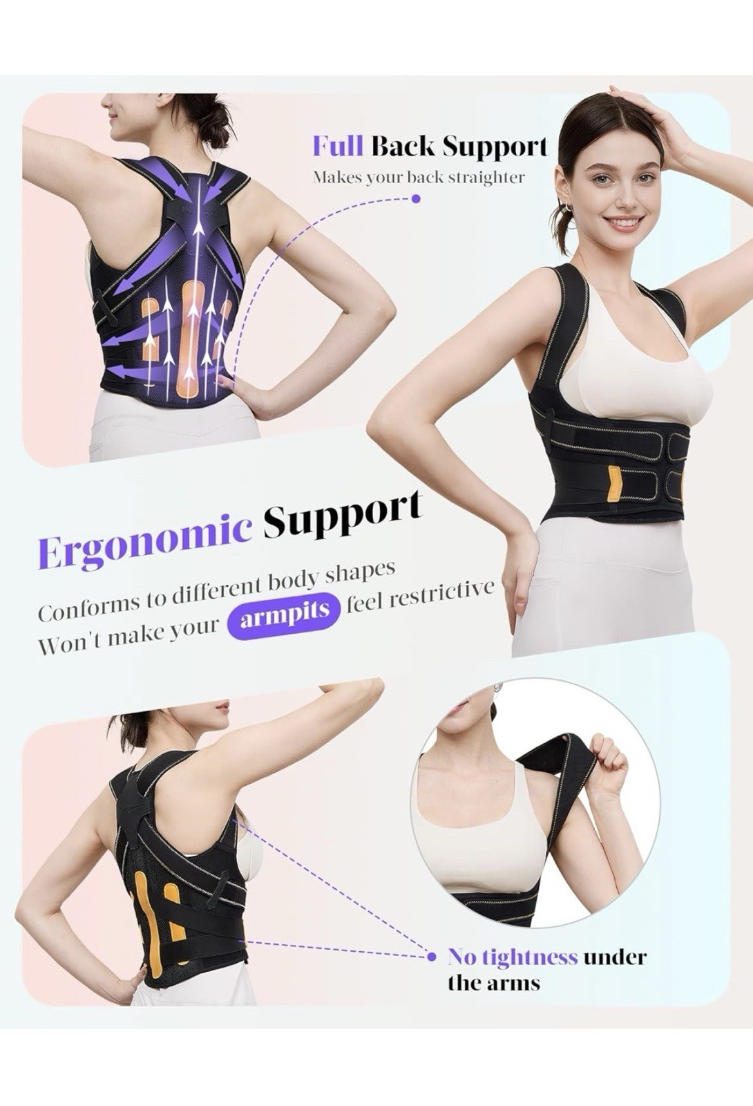 Adjustable Back Posture Corrector Brace, Ergonomic Support, Breathable Mesh