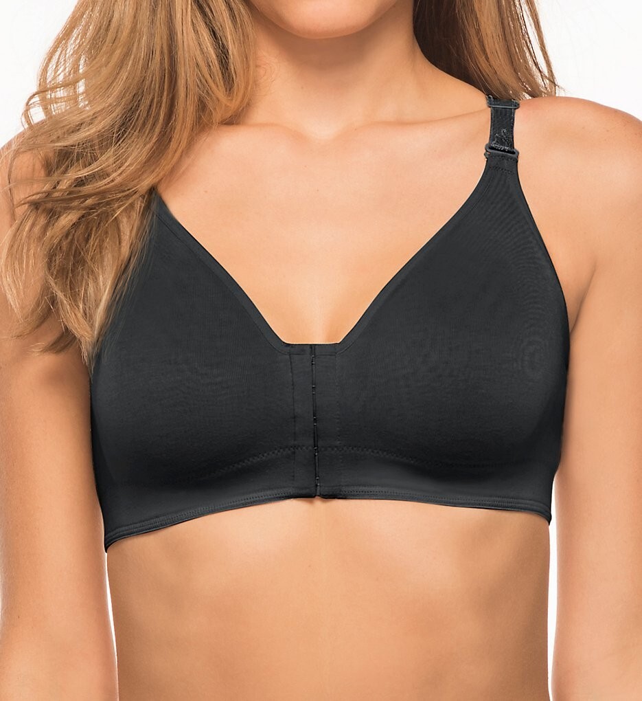 Annette 10618 Post Surgery Softcup Racerback Front Close Bra Moderate 34C Black