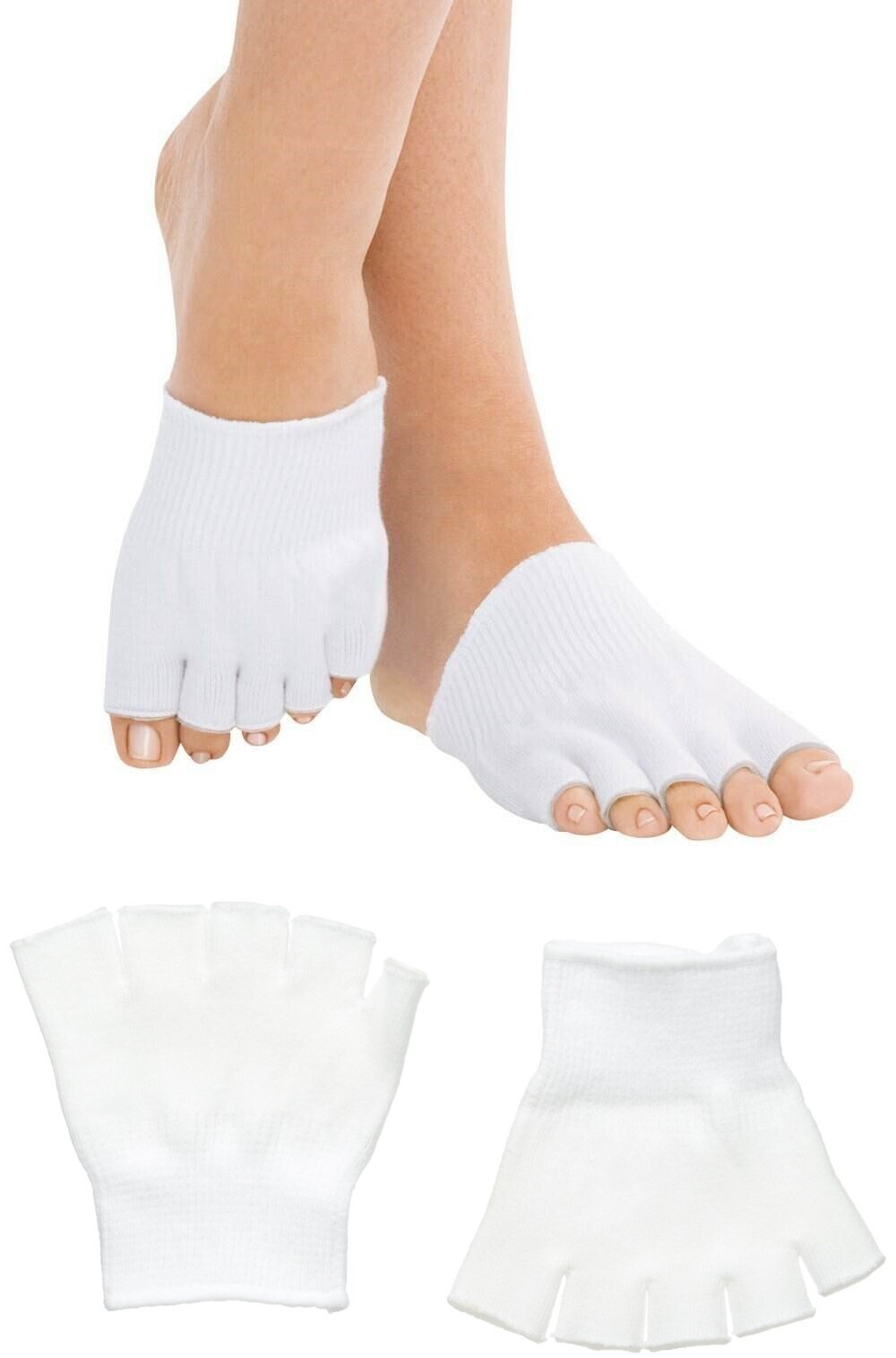 1 Pair Open Toe Gel-Lined Compression Socks And 1 Pr Big Toe Silicone Protector