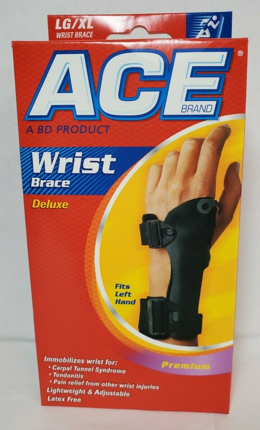 Ace Deluxe Wrist Brace Left Hand Size LG/XL Carpal Tunnel Tendonitis Pain Relief