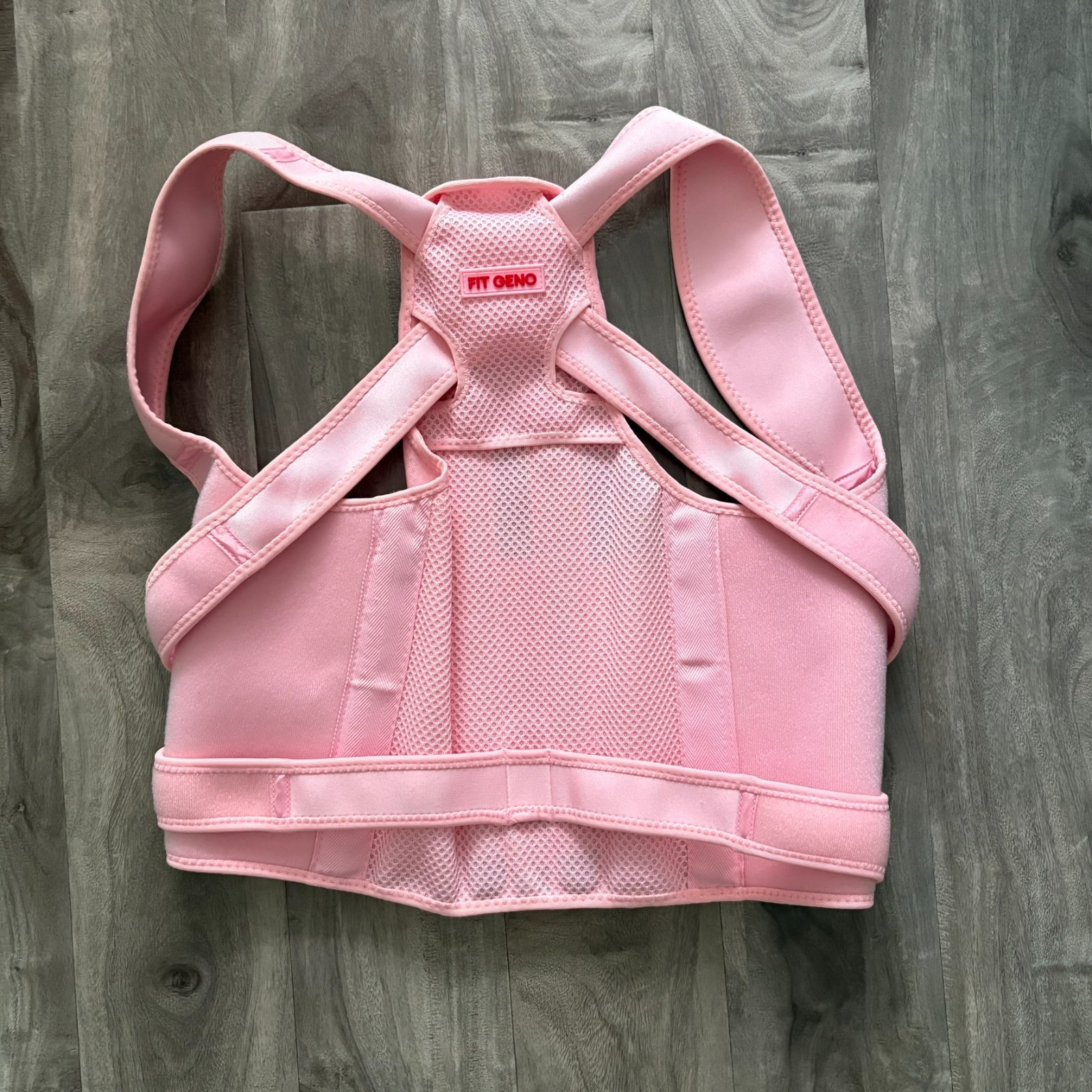 Fit Geno Posture Corrector for Women and Men Adjustable Back Support Brace Pink