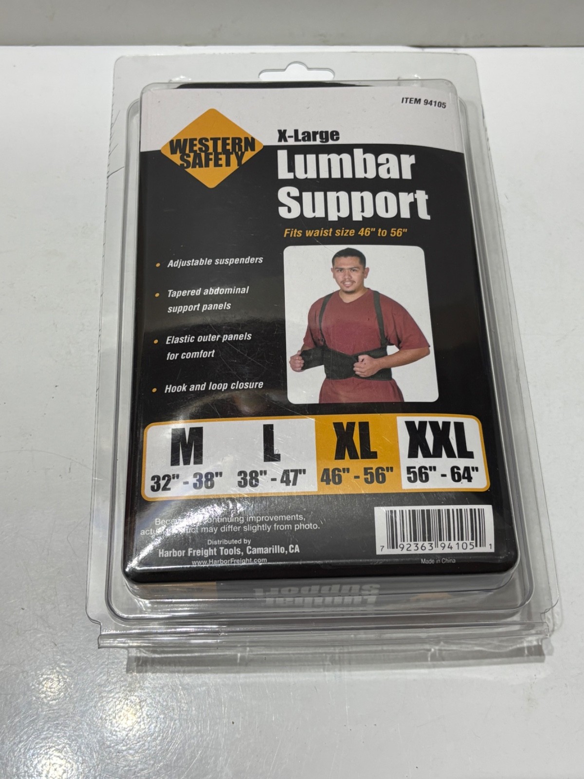 Western Safety Lumbar Support Posture Back Support Belt Size XL 46”-56” New