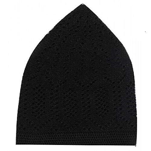 Muslim Cotton Open-Knit Turkish Islamic Skull Kufi Cap Kuffiyeh Black Hat