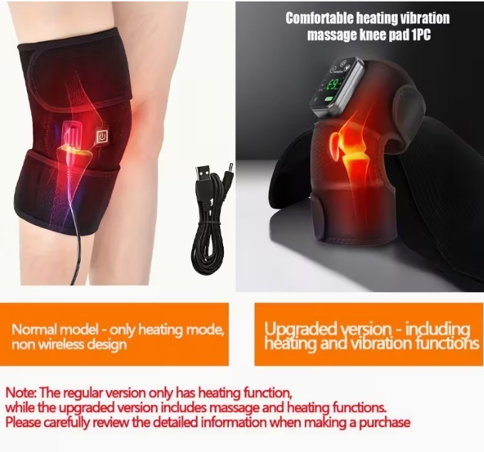 Electric Heated Vibration Therapy Knee Massager Joint Brace Pad Shoulder Elbow
